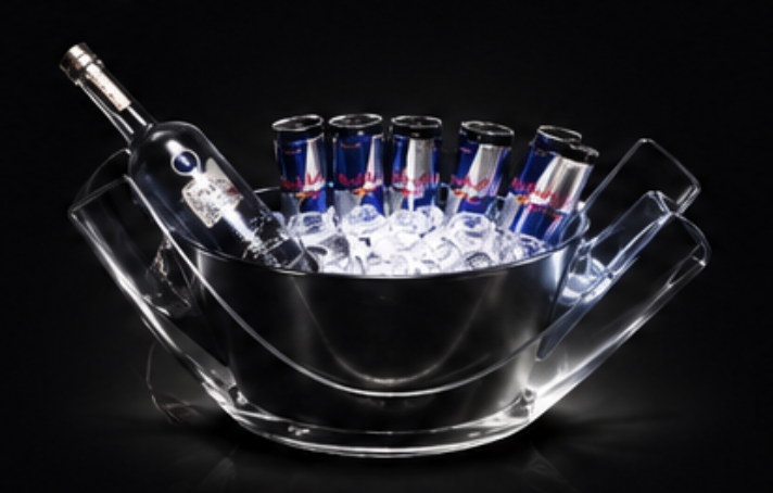 Silver bottle service boat